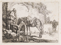 KG 01657
<br/>
Titelblad: Paard bij een bron
<br/>
<em>Klein, Johann Adam (1792-1875)</em>